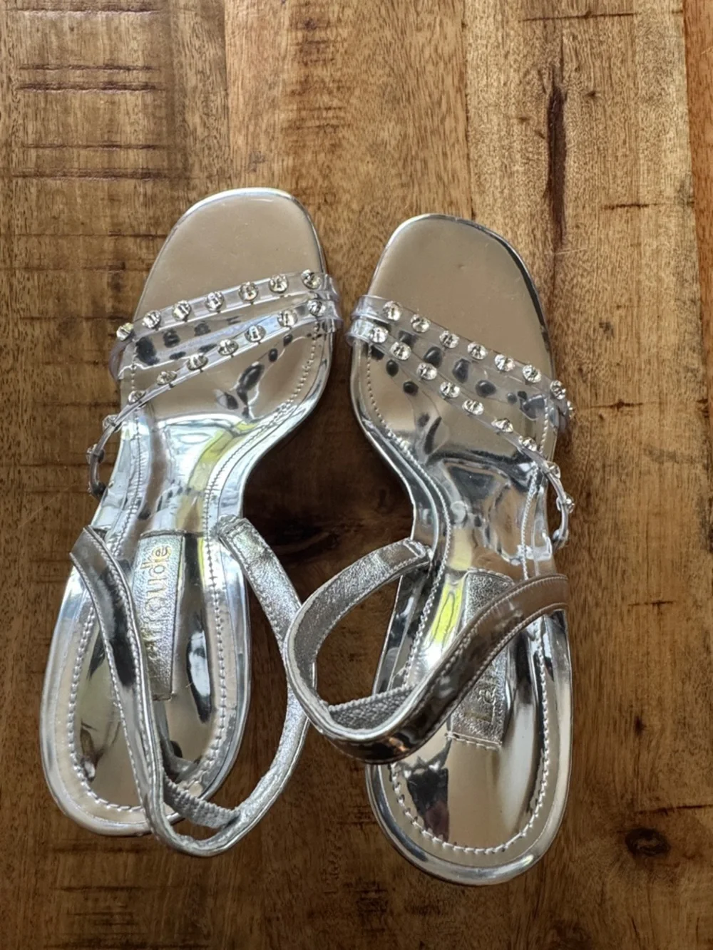 LARROUDE Annie heeled Sandals Silver Specchio Swarovski Crystals HEEL size 5 NEW